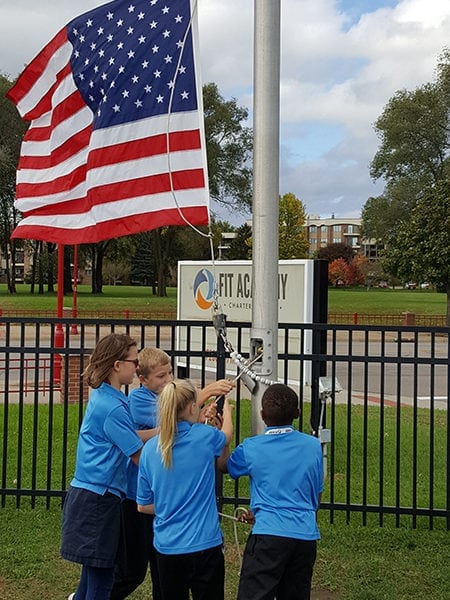 Student Council Raising the Flag